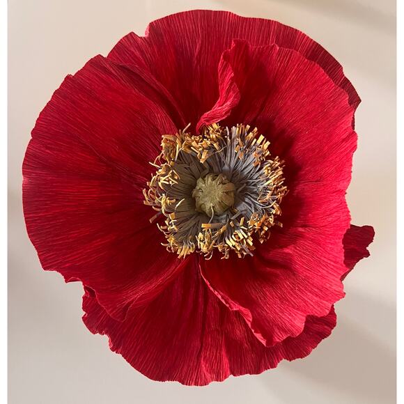 Handmade Crepe paper Icelandic Poppies- Blood Red - Picture 1 of 4